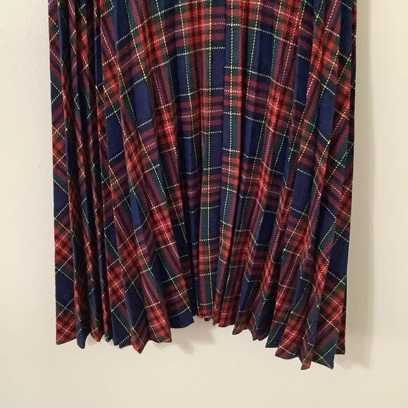 Handmade Vintage Plaid Old Money Cowgirl Western Country Pleated Maxi Skirt XL - Picture 6 of 8
